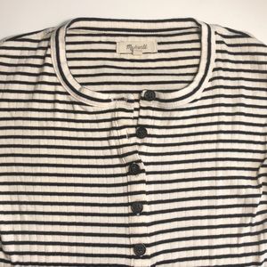 Madewell B&W Ribbed Henley Striped Long Sleeve